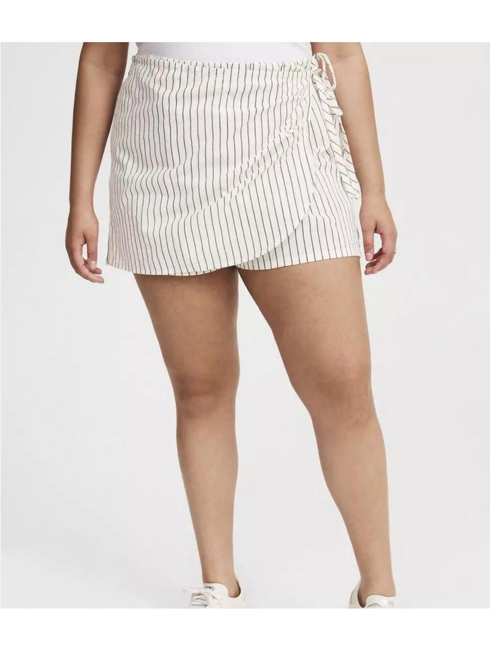 Torrid Beach Linen Side-Tie Skort | Coastal Cottagecore Striped Wrap Skort